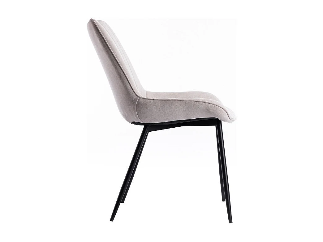 Lot de 2 chaises MARY à rayures en tissu et pieds métal noir - Beige