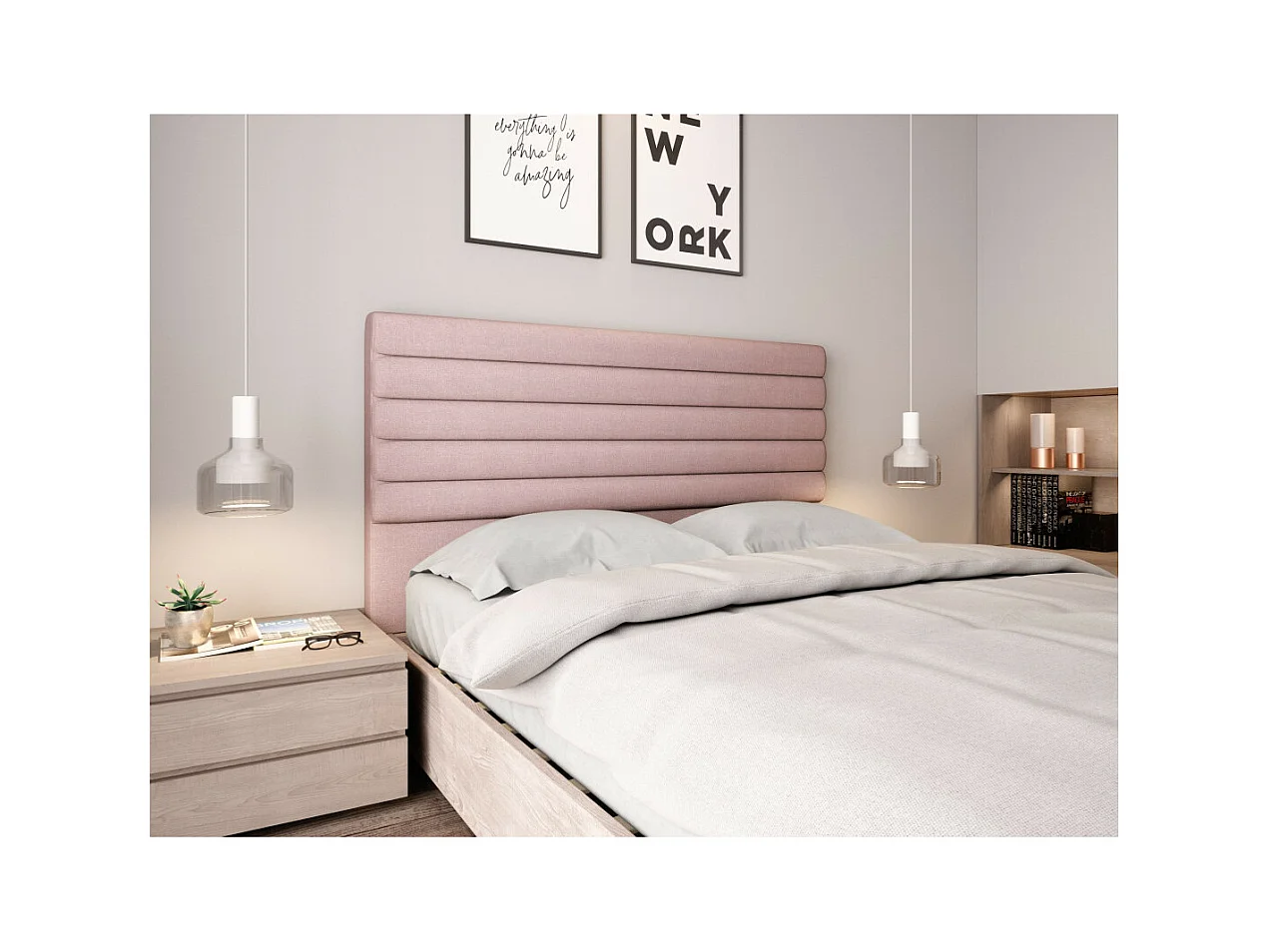Tête de lit en tissu LUCA - Rose, Largeur - 140 cm