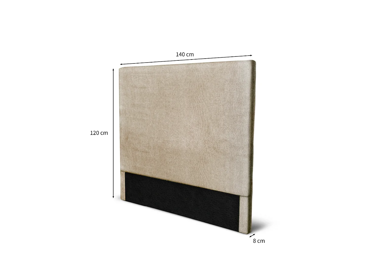 Tête de lit lisse en tissu NUMA - Beige, Largeur - 140 cm