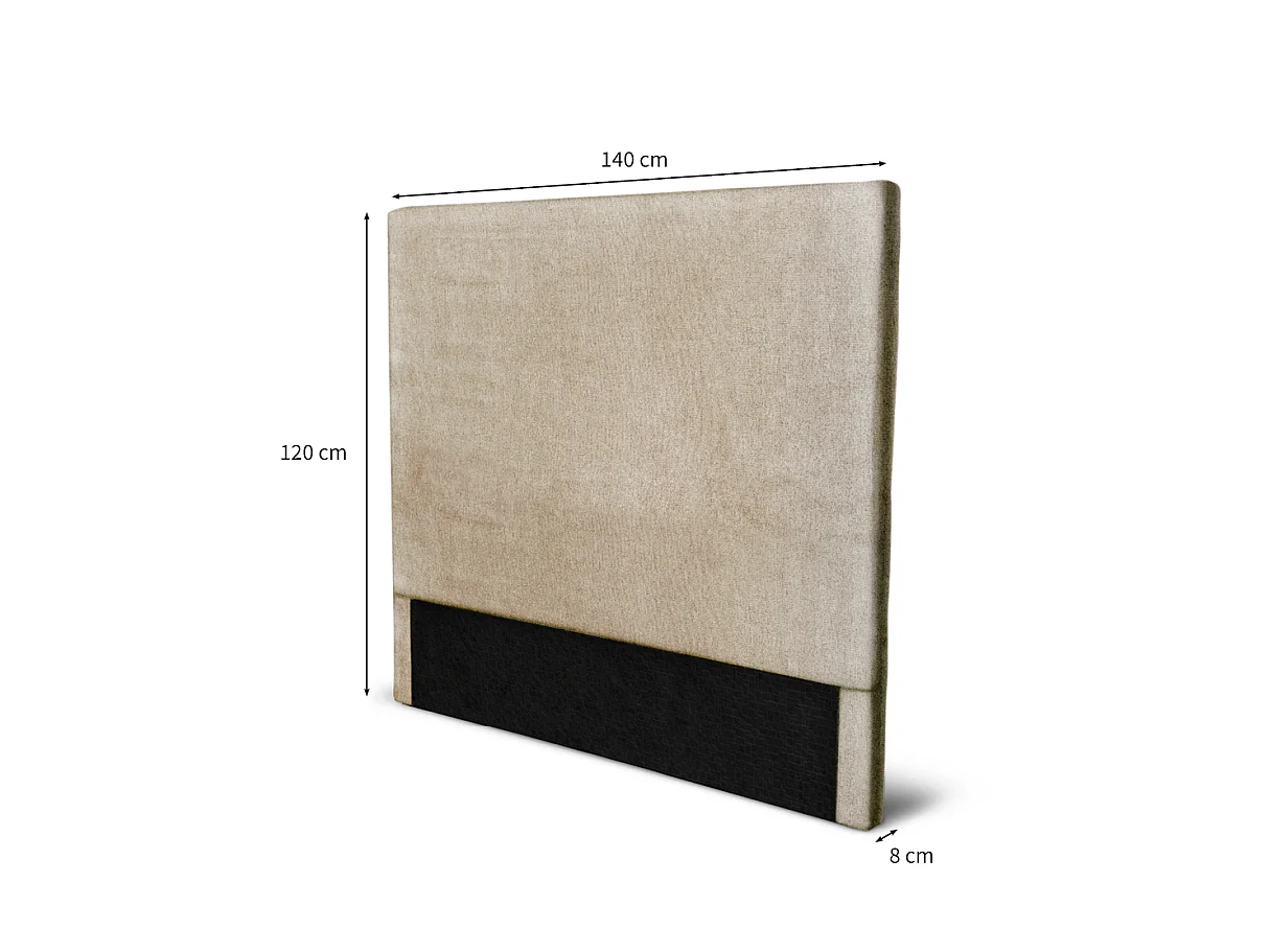 Tête de lit lisse en tissu NUMA - Beige, Largeur - 140 cm