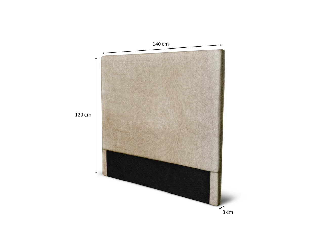 Tête de lit lisse en tissu NUMA - Beige, Largeur - 140 cm