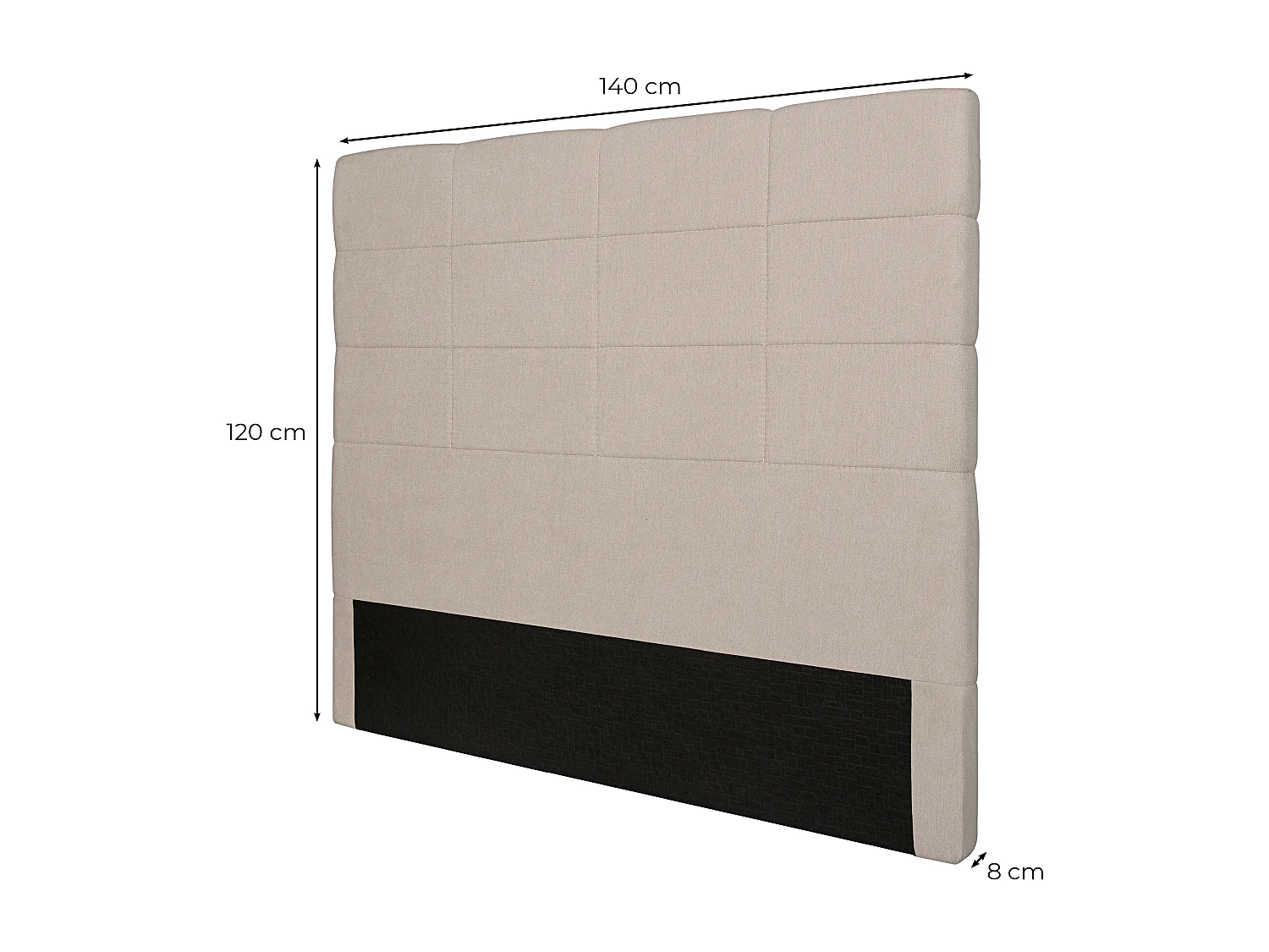 Tête de lit en tissu WILLY - Beige, Largeur - 140 cm