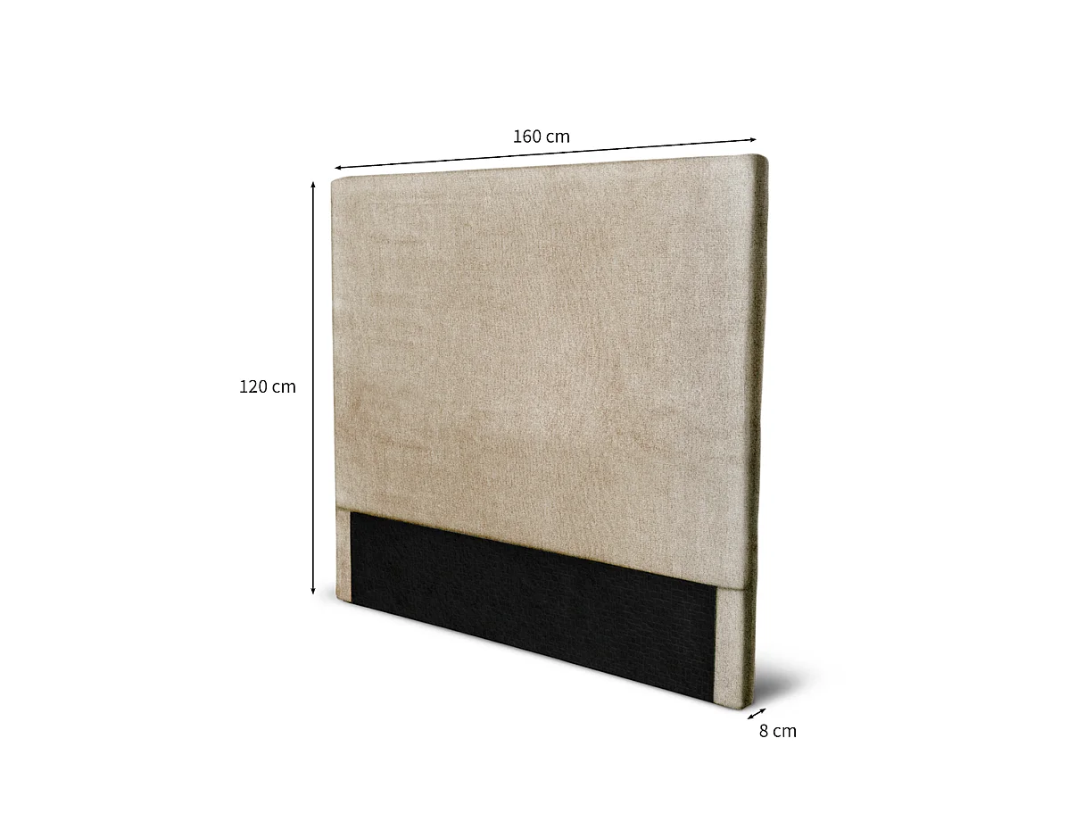 Tête de lit lisse en tissu NUMA - Beige, Largeur - 160 cm