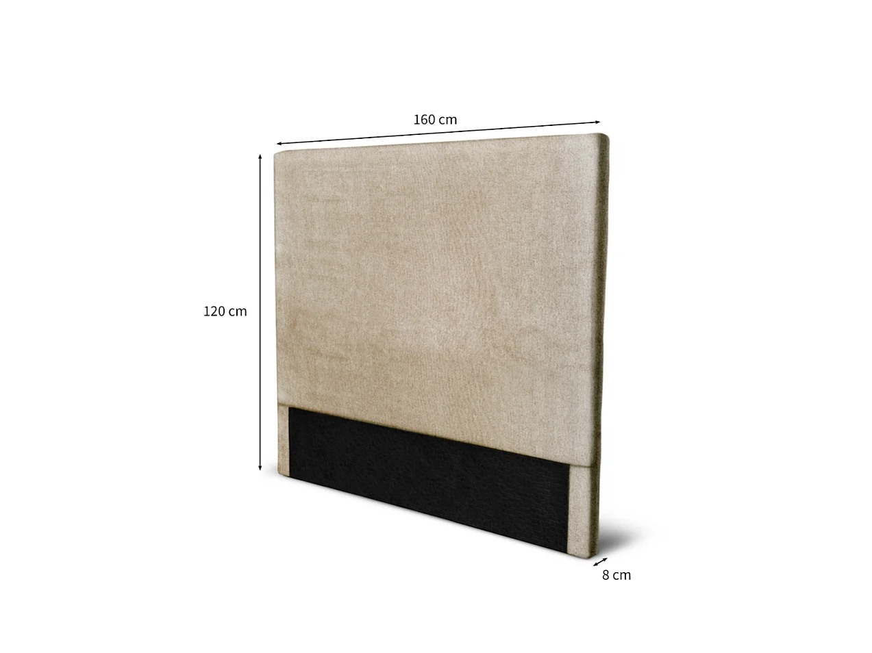 Tête de lit lisse en tissu NUMA - Beige, Largeur - 160 cm