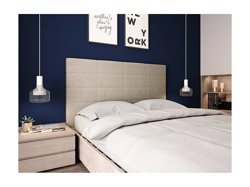 Tête de lit en tissu WILLY - Beige, Largeur - 160 cm