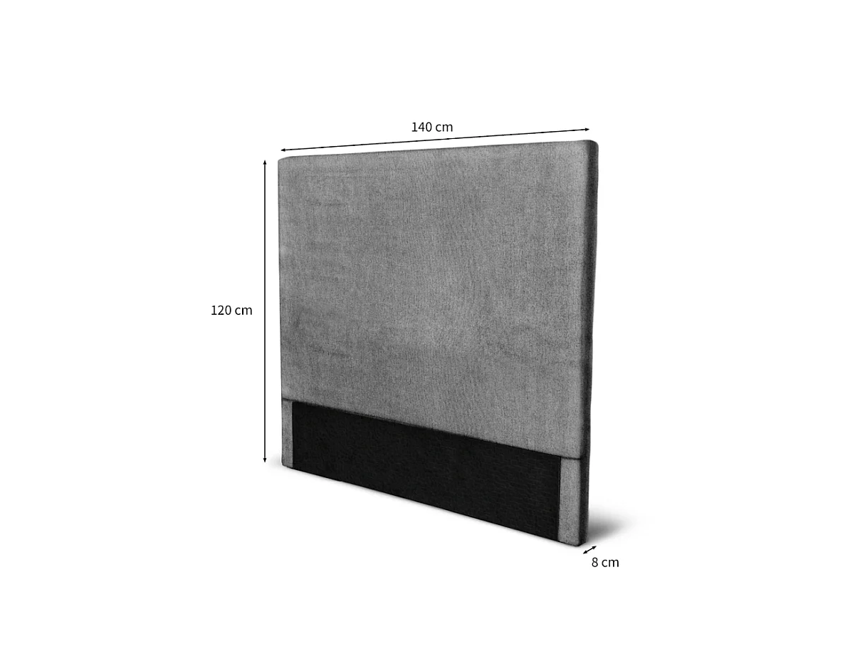 Tête de lit lisse en tissu NUMA - Gris, Largeur - 140 cm