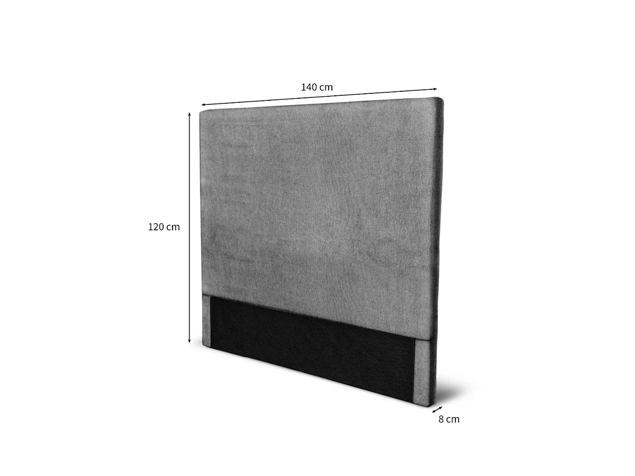 Tête de lit lisse en tissu NUMA - Gris, Largeur - 140 cm