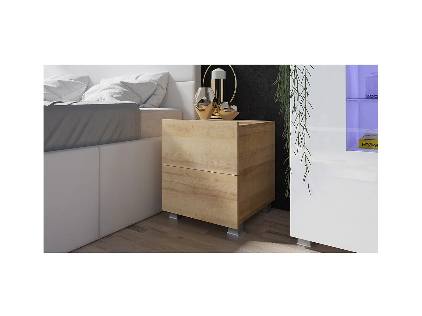 Mesa de cabeceira Tivdalu 127, Número de gavetas: 2, 5x4x4cm