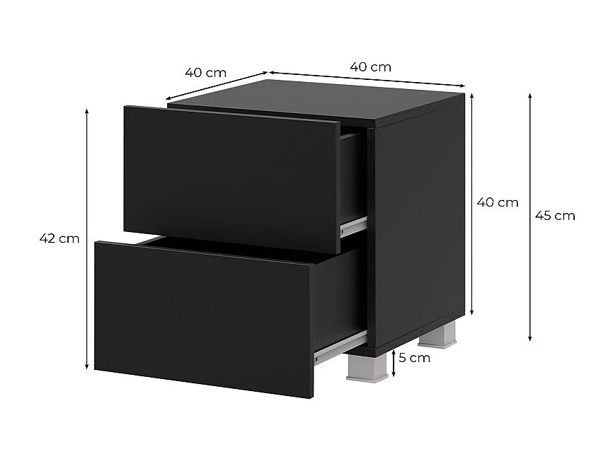 Mesa de cabeceira Tivdalu 127, Número de gavetas: 2, 5x4x4cm