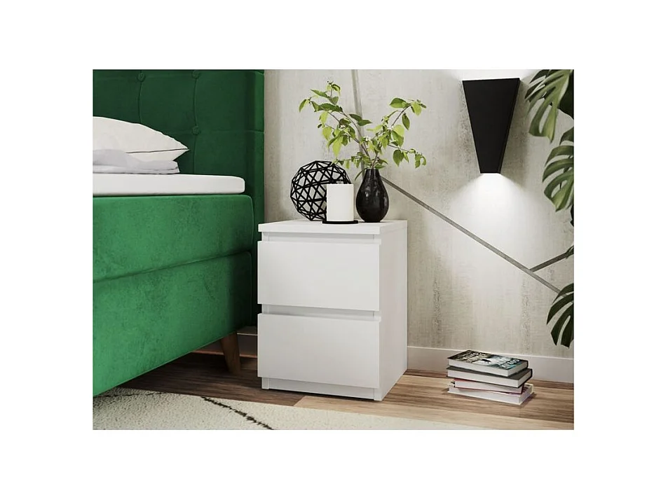 Nachttisch mit 2 Schubladen - 40x30x40 cm - Weiß - Malwa M2