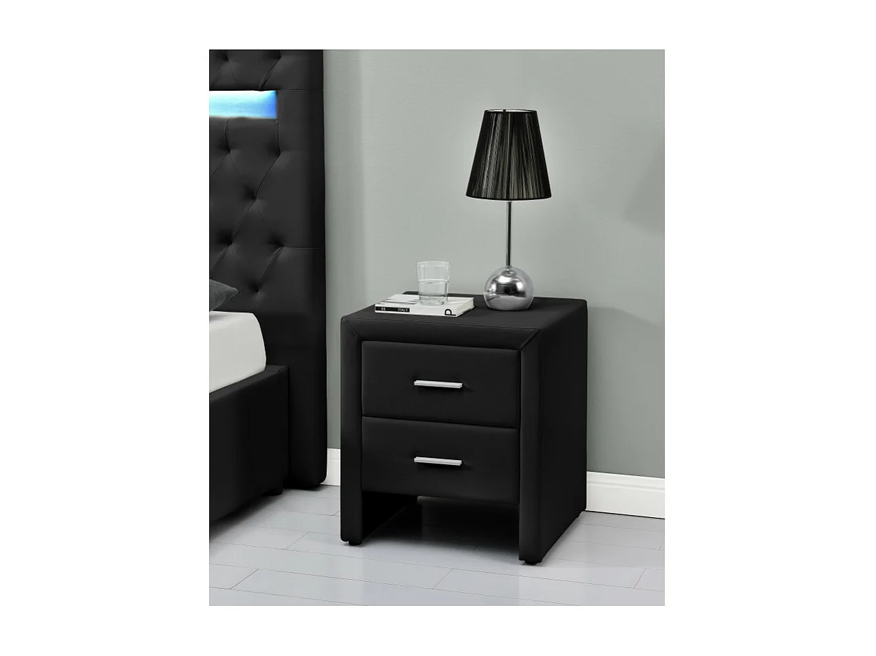 Table de chevet ROMY en simili - Noir