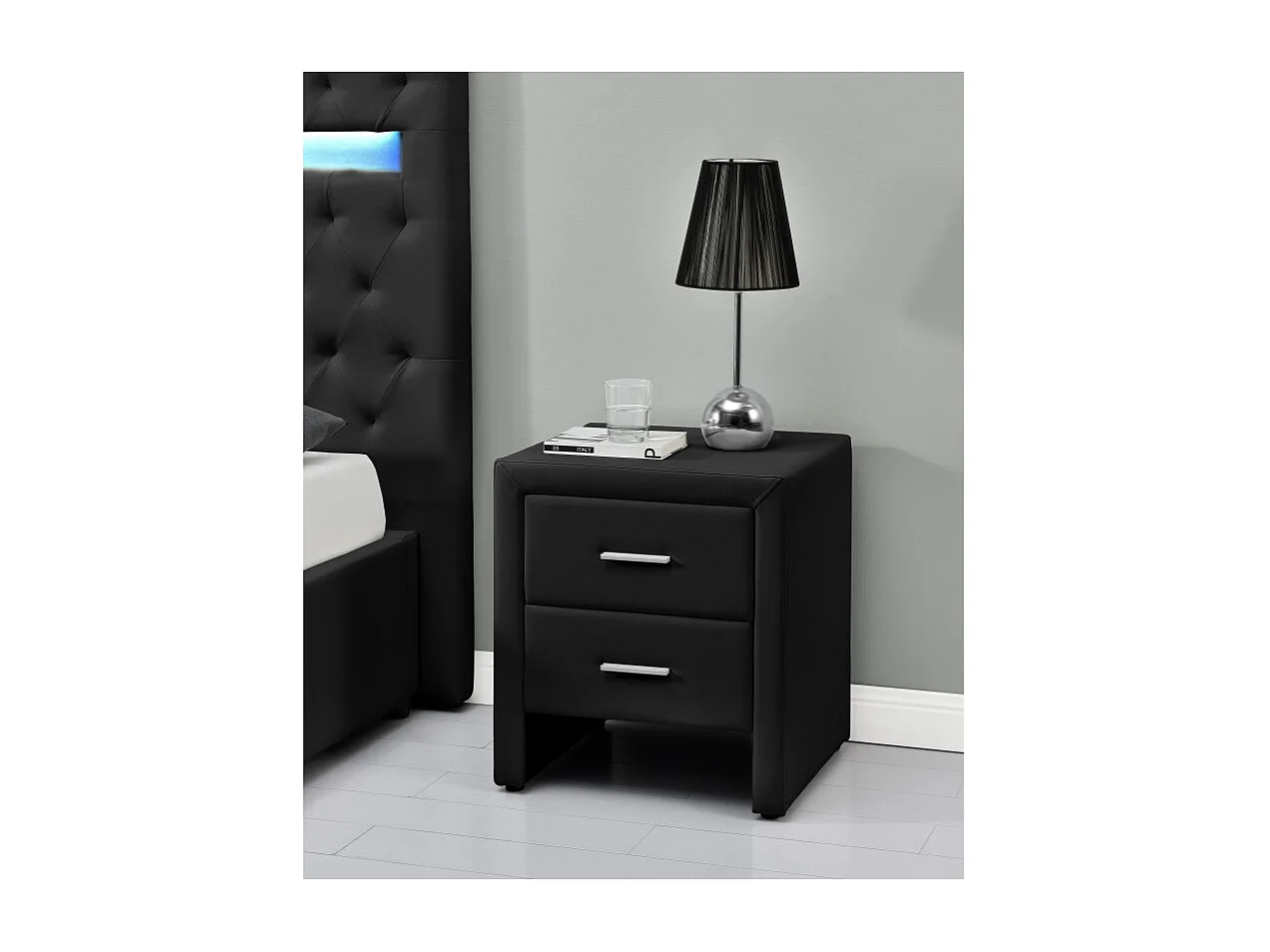 Table de chevet ROMY en simili - Noir