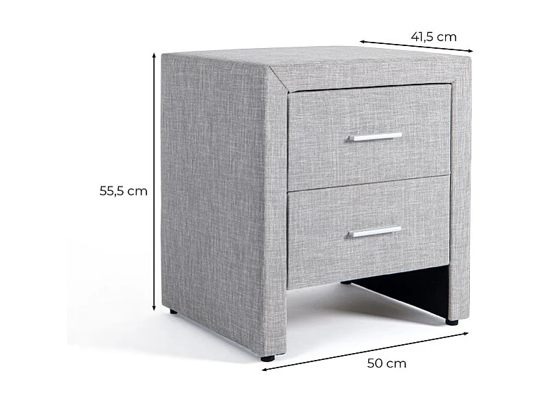 Table de chevet ROMY en tissu - Gris