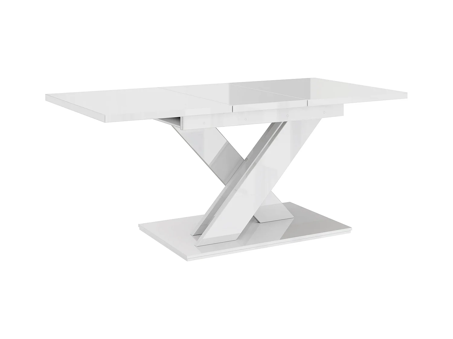 Tavolo Goodyear 103, Bianco lucido, 76x80x140cm, Con, Truciolare laminato