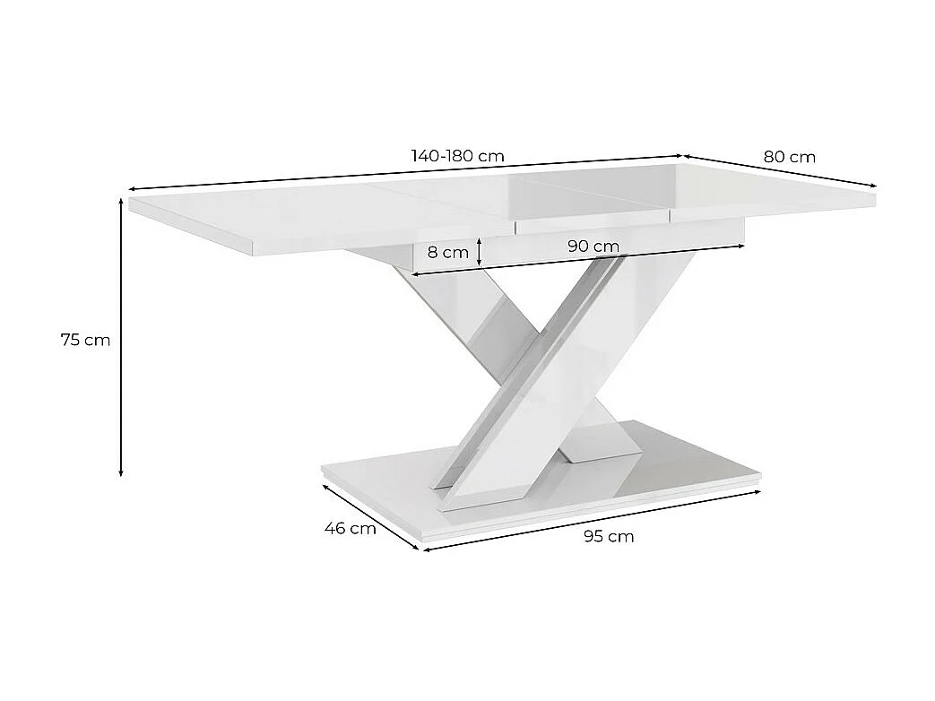 Table à manger ROSIE extensible 140-180cm - Blanc
