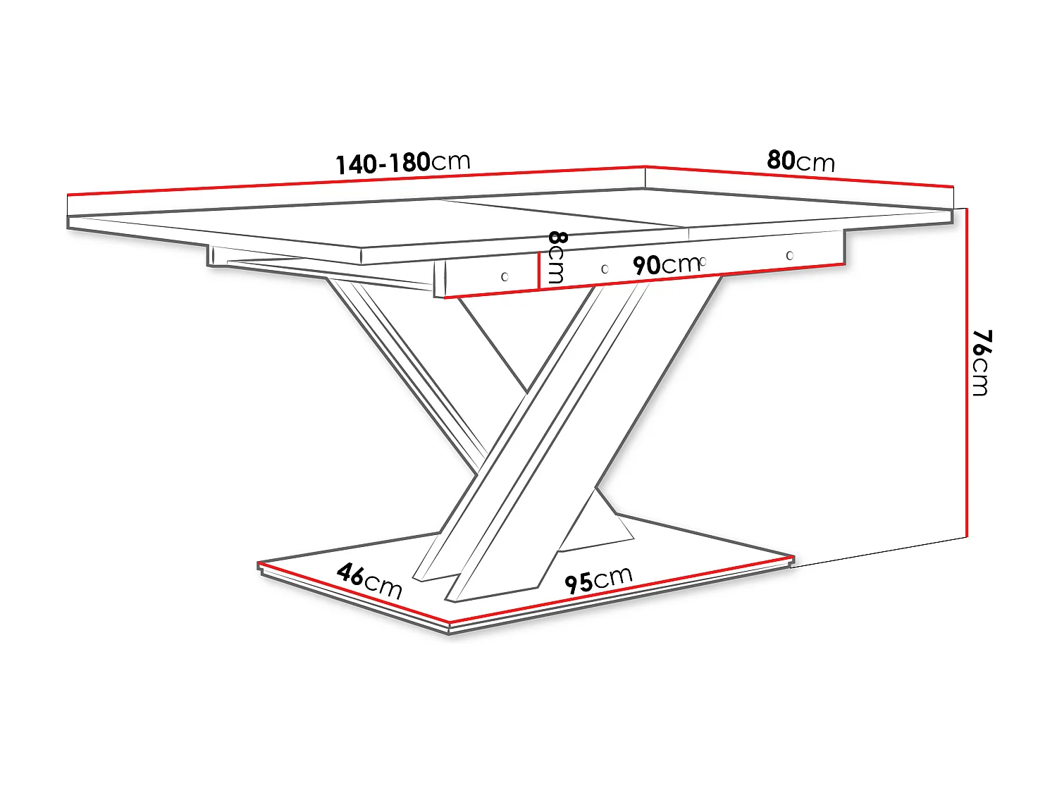 Table à manger ROSIE extensible 140-180cm - Blanc
