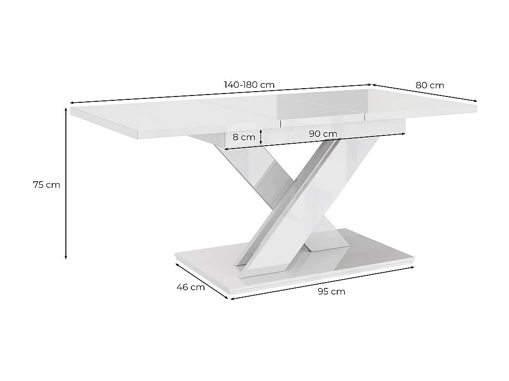 Mesa Goodyear 103, Extensível, Placa de aglomerado laminado, 8x8x14cm