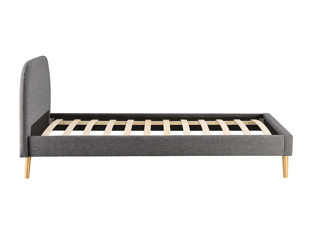 Cadre de lit MOBY avec sommier à lattes en tissu - Gris anthracite, Largeur - 90 cm
