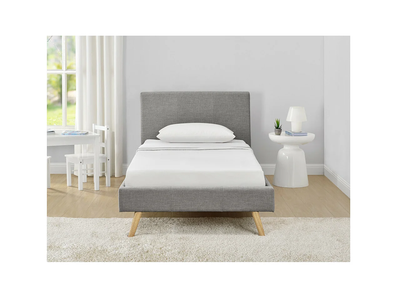 Cadre de lit LODI avec sommier à lattes - Gris clair, Largeur - 90 cm