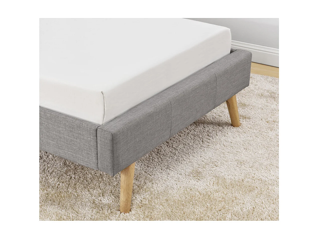 Cadre de lit LODI avec sommier à lattes - Gris clair, Largeur - 90 cm