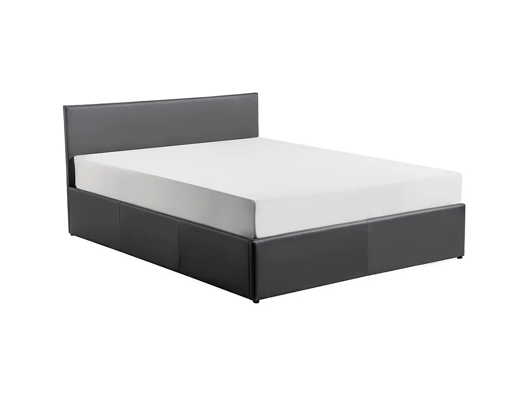 Cadre de lit EDGAR avec sommier relevable à lattes en simili - Gris, Largeur - 140 cm