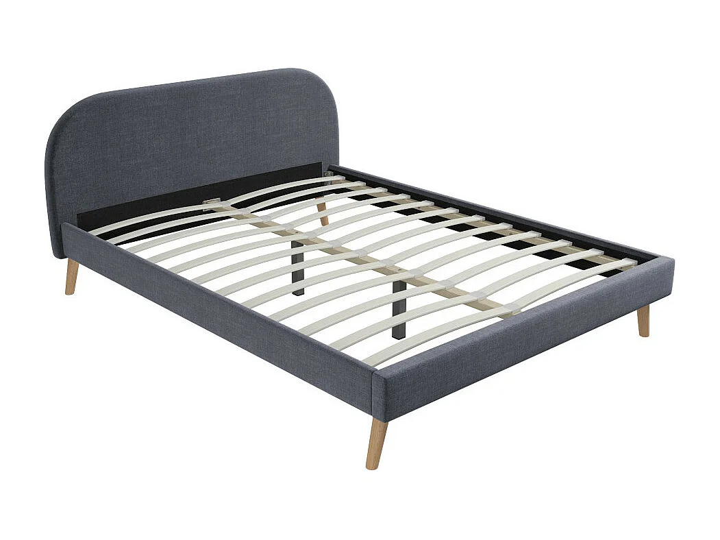 Cadre de lit MOBY avec sommier à lattes en tissu - Gris anthracite, Largeur - 160 cm