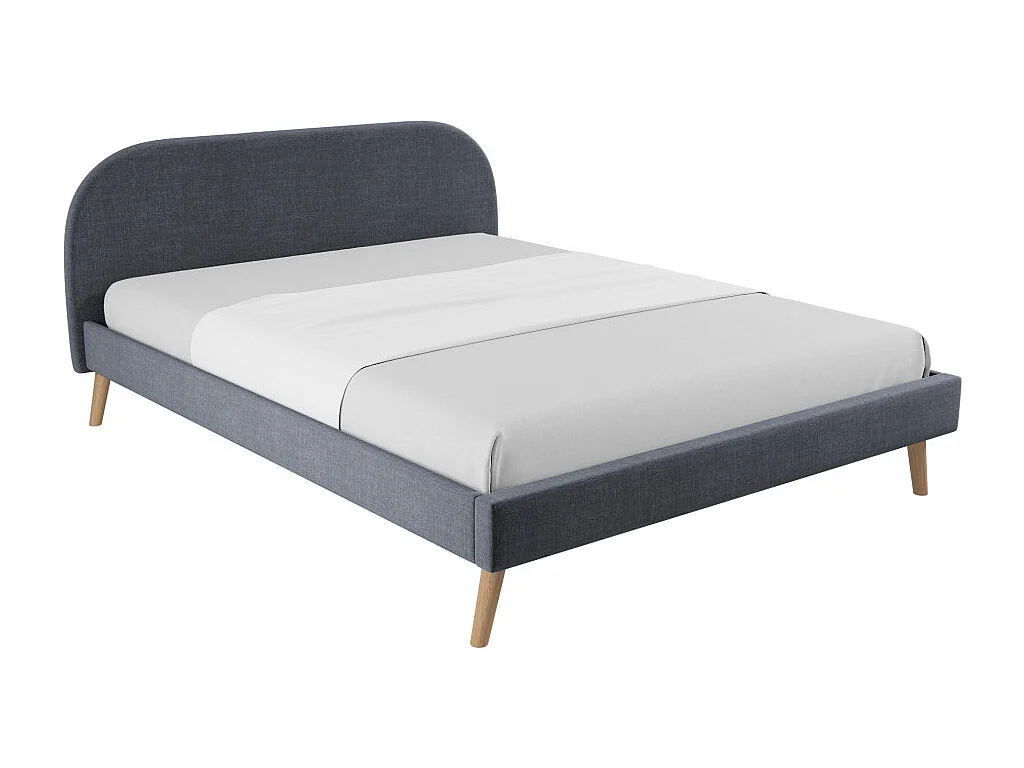 Cadre de lit MOBY avec sommier à lattes en tissu - Gris anthracite, Largeur - 160 cm