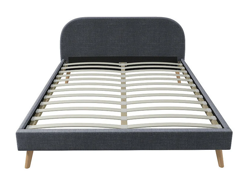 Cadre de lit MOBY avec sommier à lattes en tissu - Gris anthracite, Largeur - 160 cm