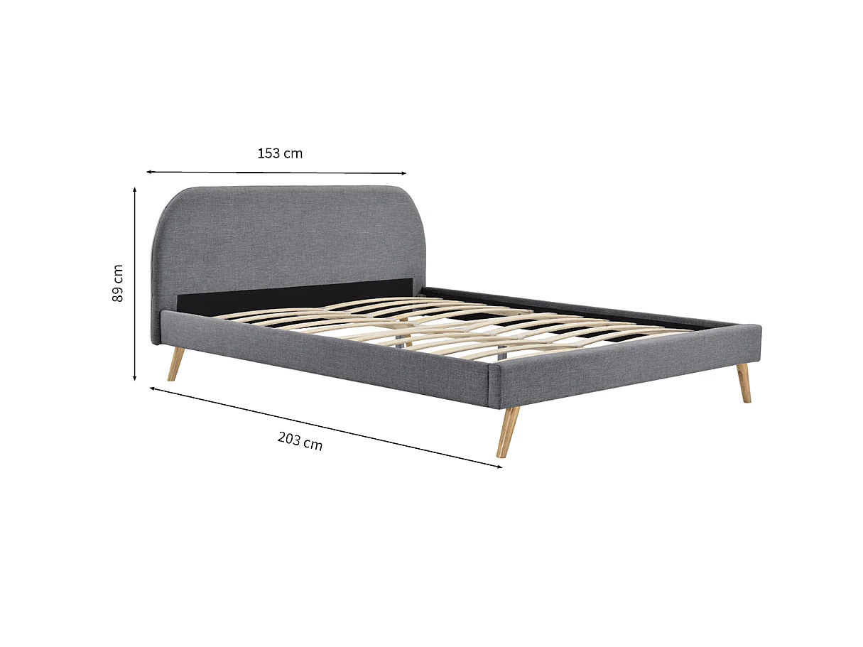 Cadre de lit MOBY avec sommier à lattes en tissu - Gris anthracite, Largeur - 160 cm
