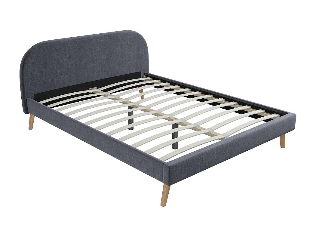 Cadre de lit MOBY avec sommier à lattes en tissu - Gris anthracite, Largeur - 160 cm