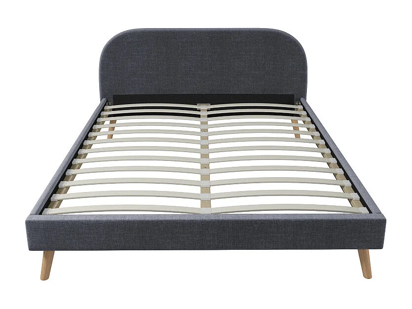 Cadre de lit MOBY avec sommier à lattes en tissu - Gris anthracite, Largeur - 160 cm