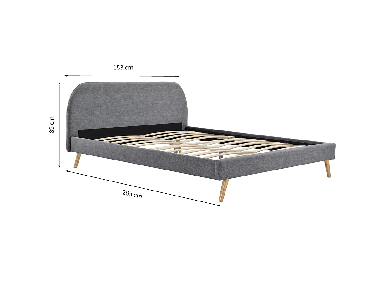Cadre de lit MOBY avec sommier à lattes en tissu - Gris anthracite, Largeur - 160 cm