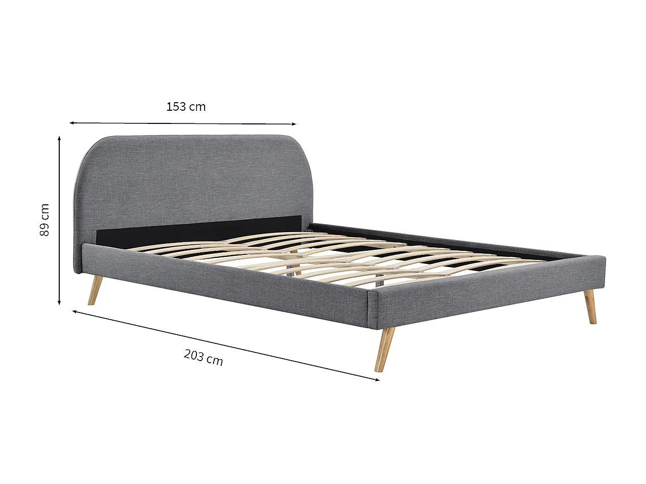Cadre de lit MOBY avec sommier à lattes en tissu - Gris anthracite, Largeur - 160 cm