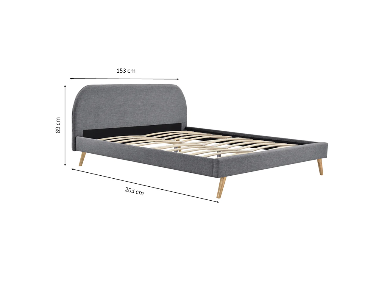 Cadre de lit MOBY avec sommier à lattes en tissu - Gris anthracite, Largeur - 160 cm