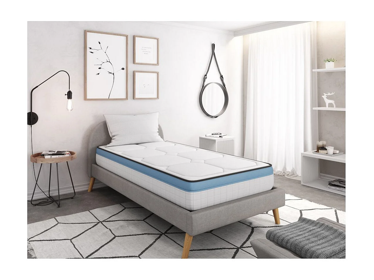 Matelas GEL FRESH mousse à mémoire de forme + mousse frozen gel - épaisseur 27cm - 90x190cm