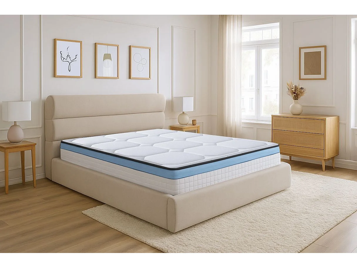 Matelas GEL FRESH mousse à mémoire de forme + mousse frozen gel - épaisseur 27cm - 140x190cm