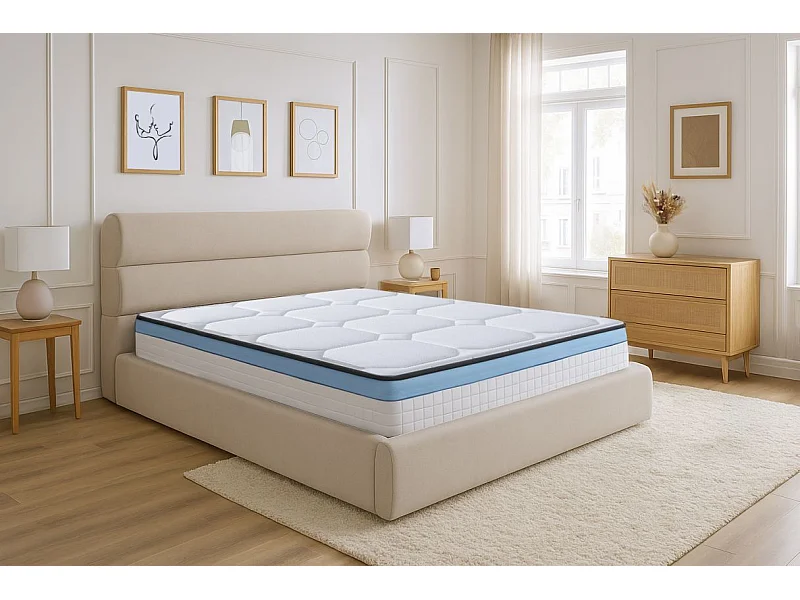 Matelas GEL FRESH mousse à mémoire de forme + mousse frozen gel - épaisseur 27cm - 160x200cm