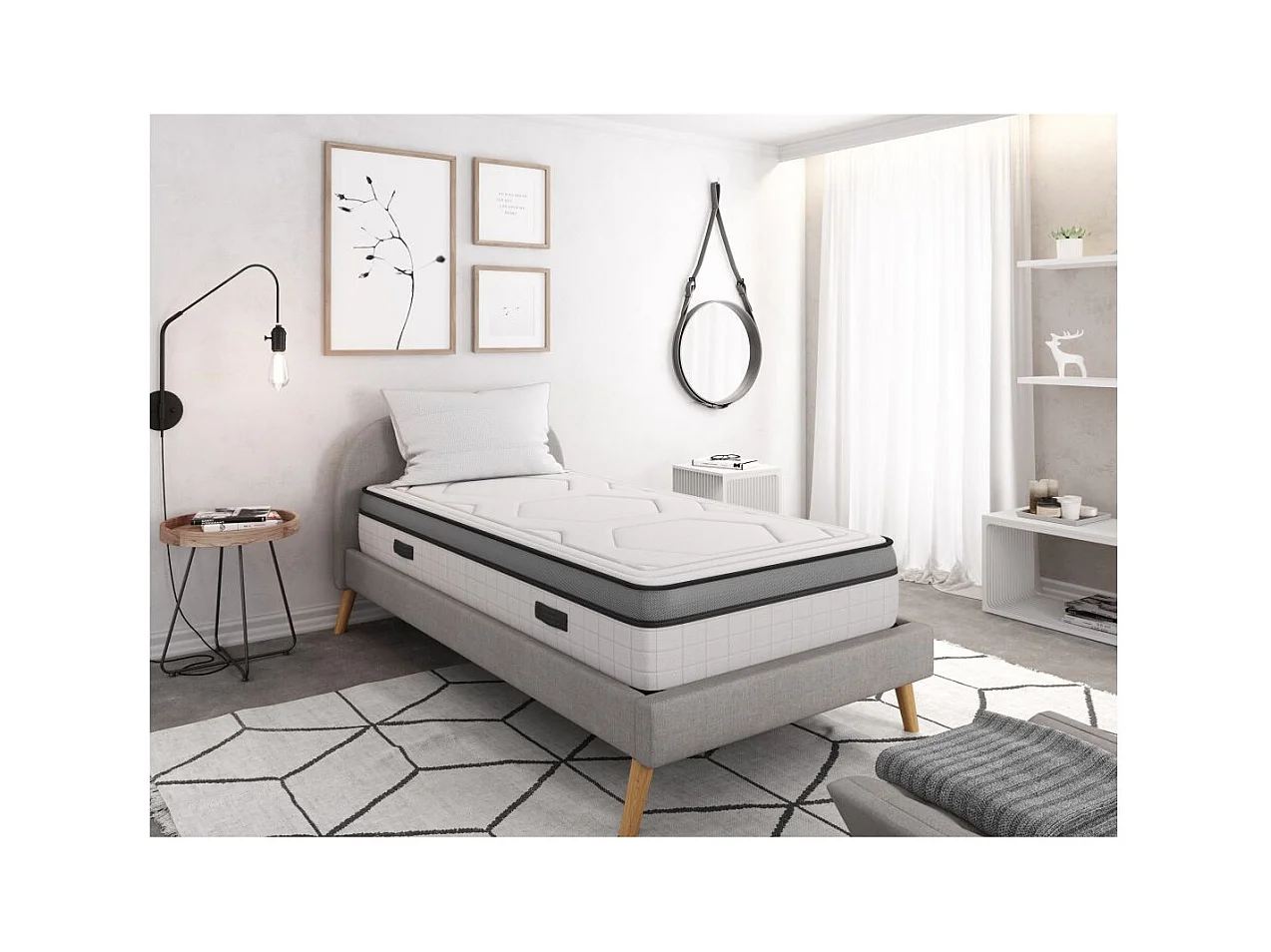 Matelas SPRING mousse à mémoire de forme + Ressorts ensachés - épaisseur 30cm - 90x190cm