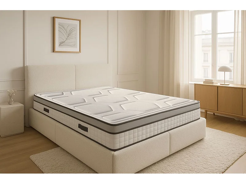 Matelas SPRING mousse à mémoire de forme + Ressorts ensachés - épaisseur 30cm - 160x200cm