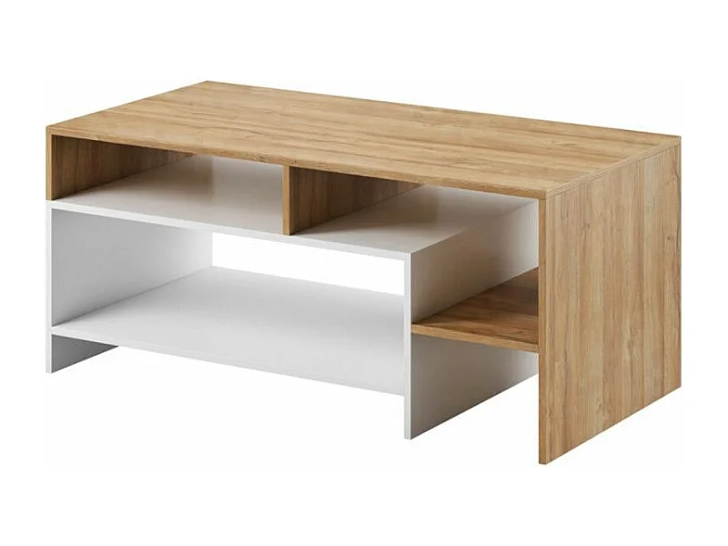 Table basse ANGIE 120cm - Blanc et bois
