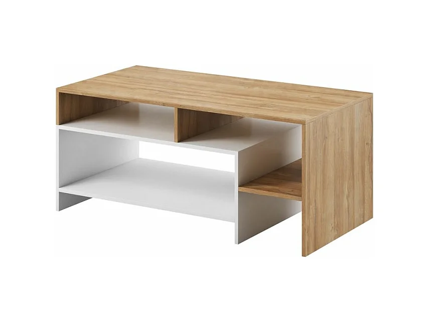Table basse ANGIE 120cm - Blanc et bois