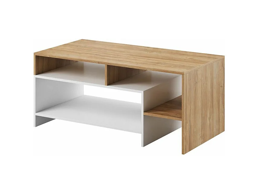 Table basse ANGIE 120cm - Blanc et bois