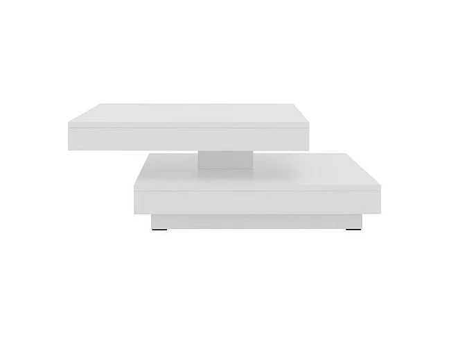 Mesa de café convertible Trenton 125, Blanco, 34x70x70cm, Aglomerado laminado, Angular