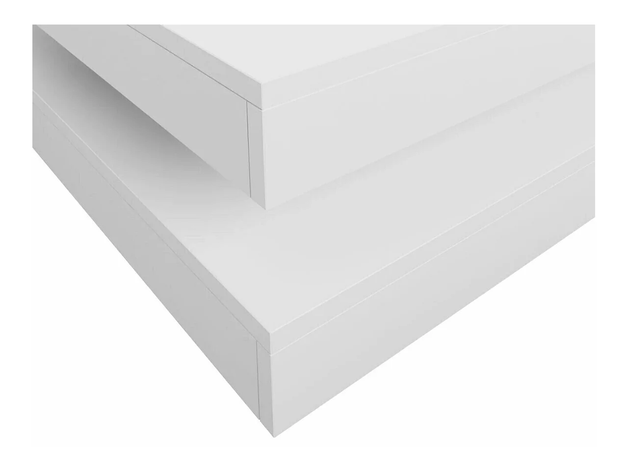 Mesa de café convertible Trenton 125, Blanco, 34x70x70cm, Aglomerado laminado, Angular