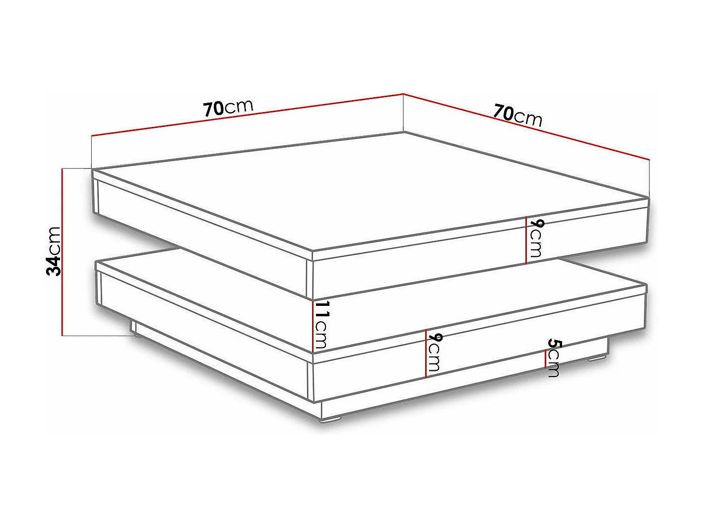 Table basse ALAÏA rotative 70x70cm - Blanc