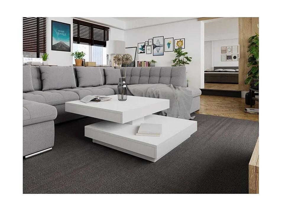 Table basse ALAÏA rotative 70x70cm - Blanc