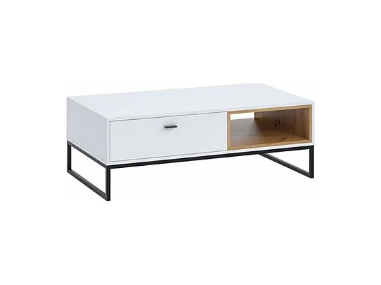 Table basse ODILE 1 tiroir 120cm - Blanc