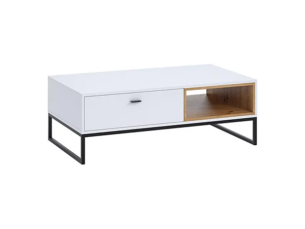 Table basse ODILE 1 tiroir 120cm - Blanc
