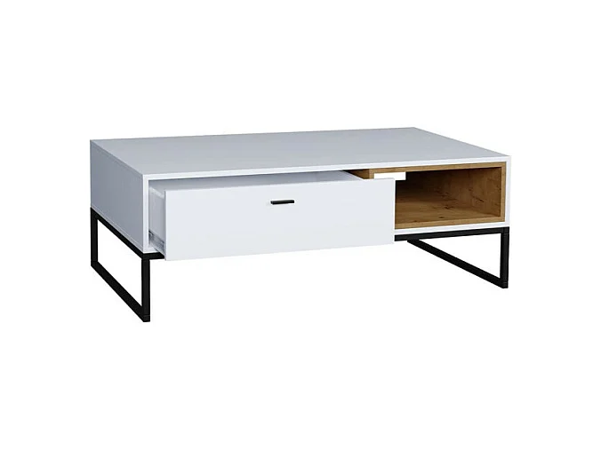 Table basse ODILE 1 tiroir 120cm - Blanc