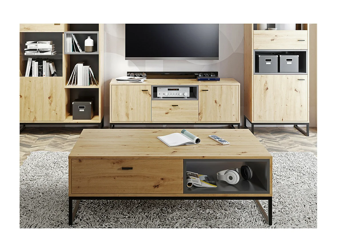 Table basse ODILE 1 tiroir 120cm - Bois